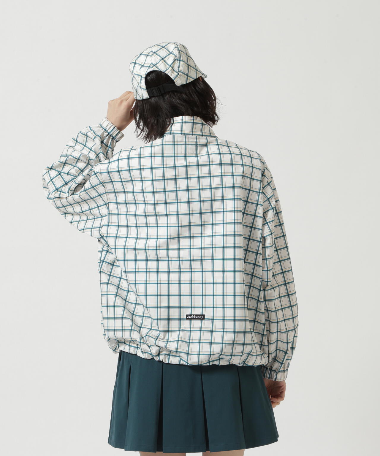 チェックプリント ハーフジップブルゾン
