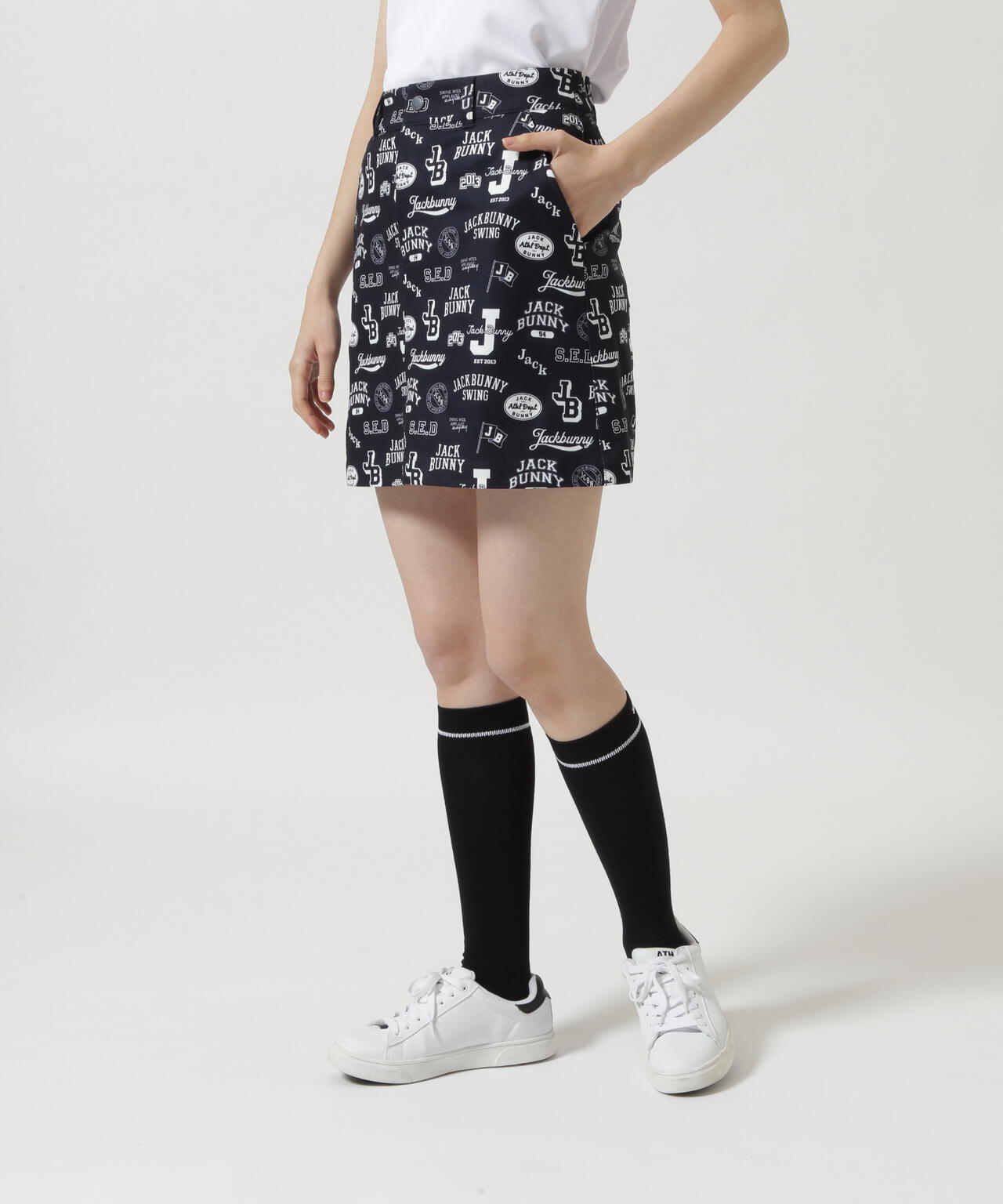 PEストレッチロゴプリントスカート