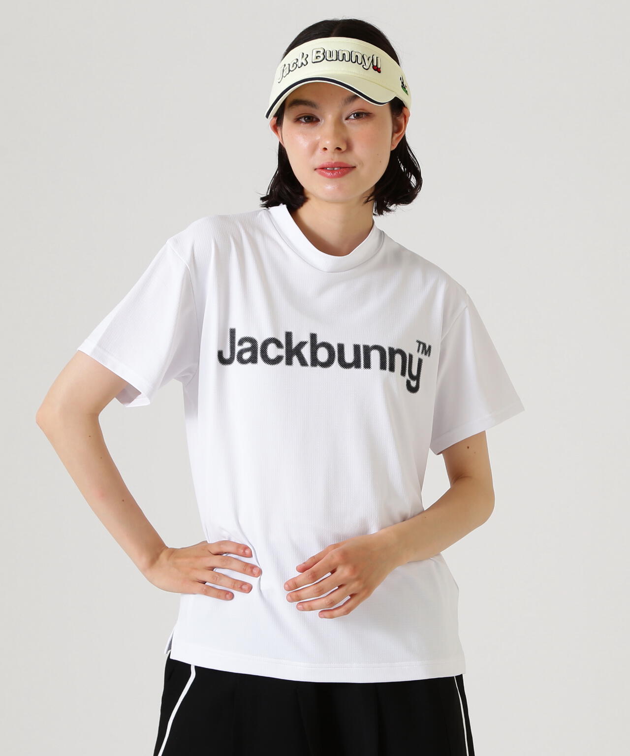 ハイストレッチ変形メッシュ半袖モックネックカットソー