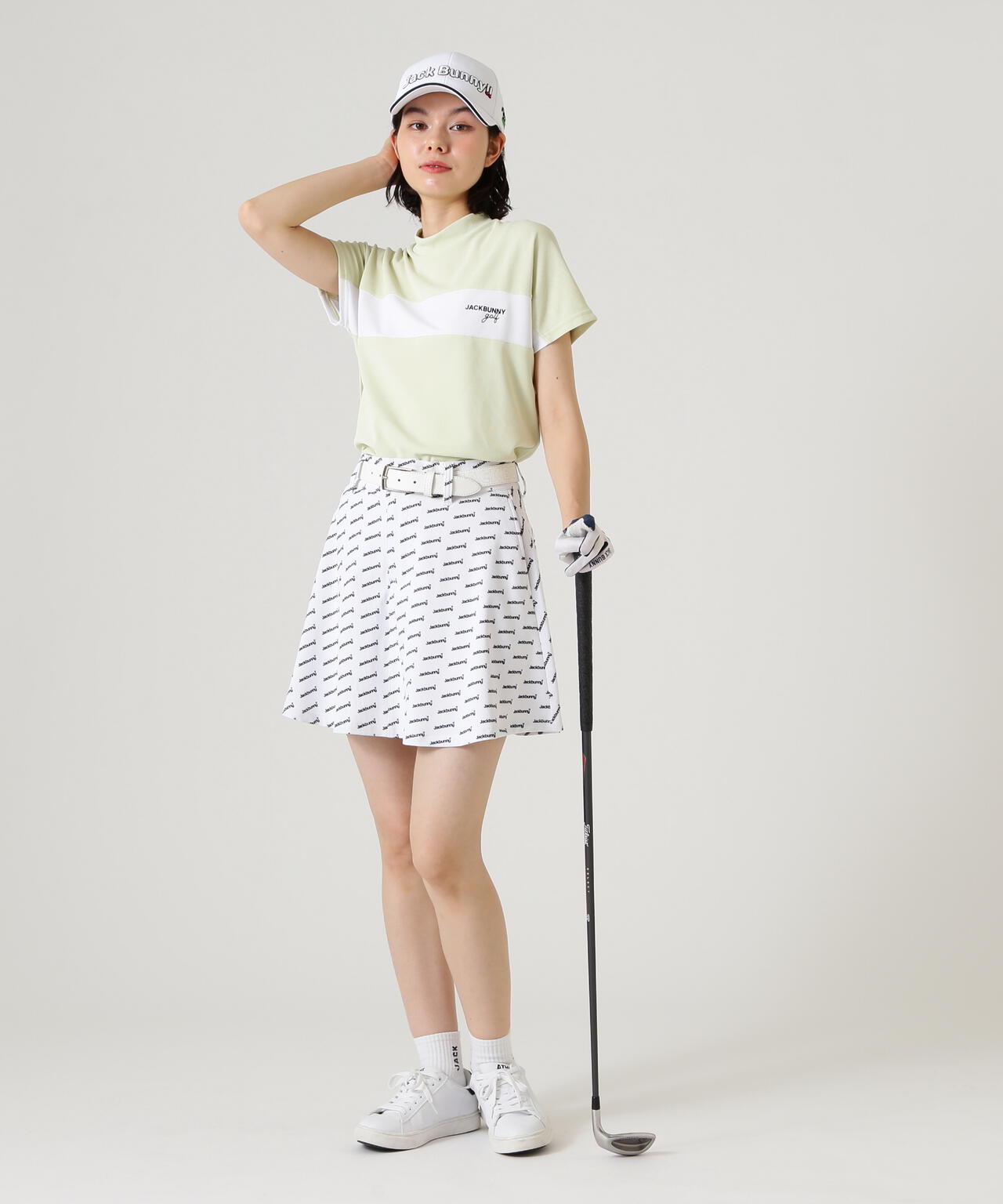 PEメッシュ半袖モックネックカットソー