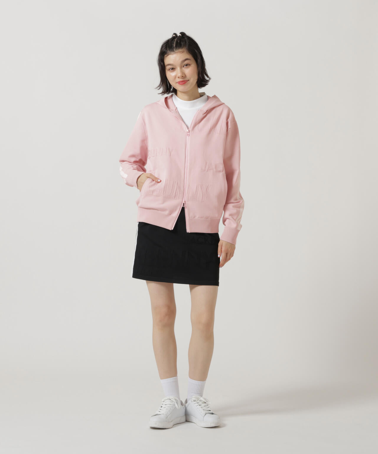 PEロゴカノコフルジップニットフーディブルゾン