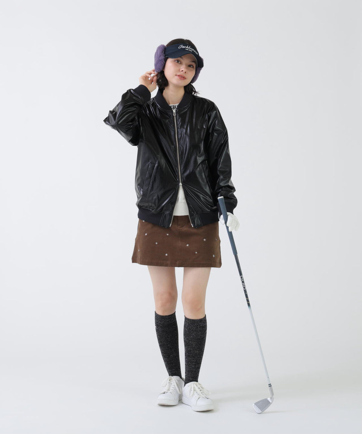 シャイニーロゴタフタジップブルゾン (WOMENS)
