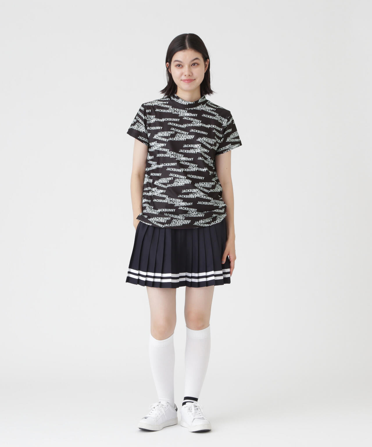 Peメッシュ半袖モックネックカットソー