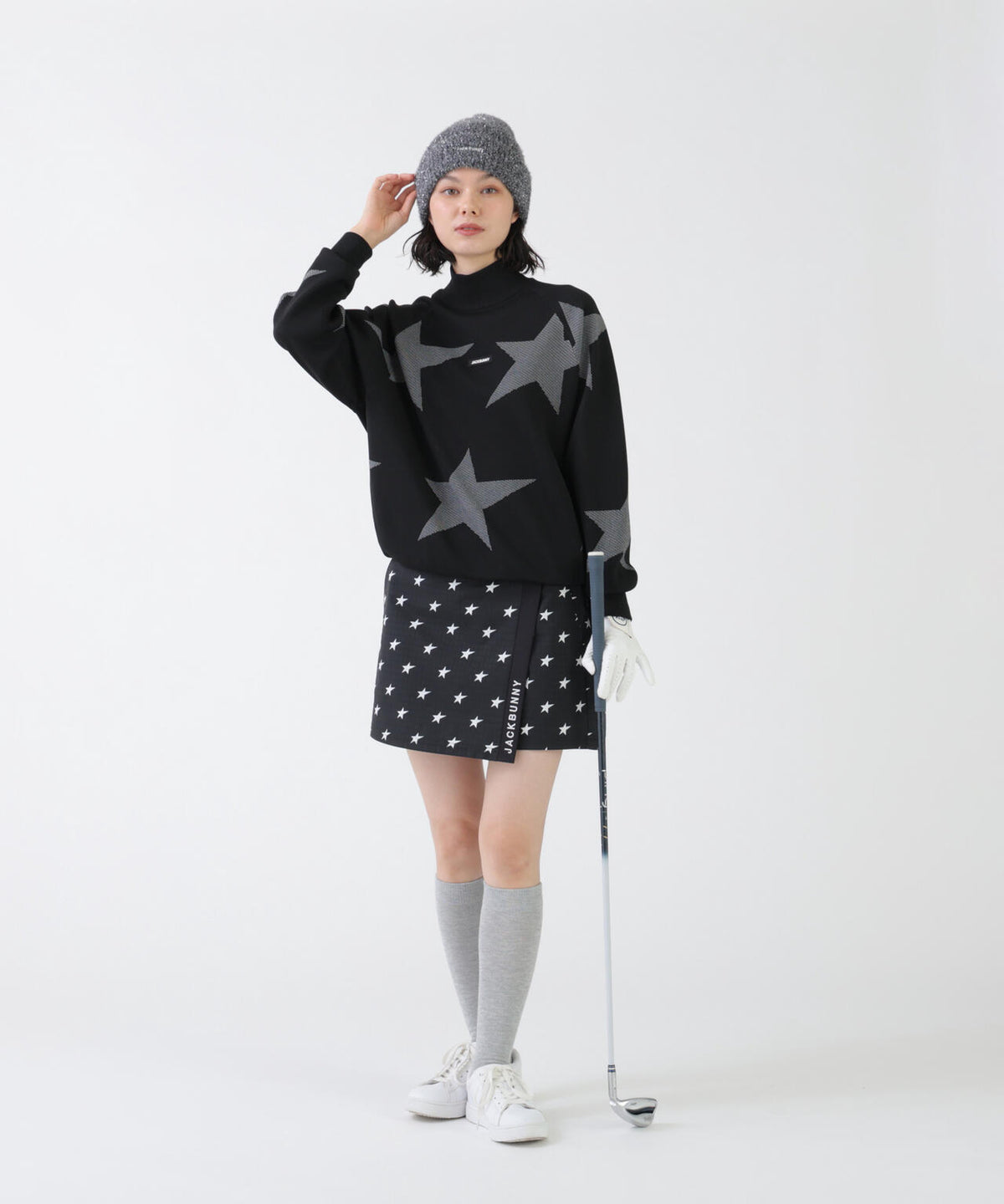 イージーケアスタージャガードハイネックニットプルオーバー (WOMENS)