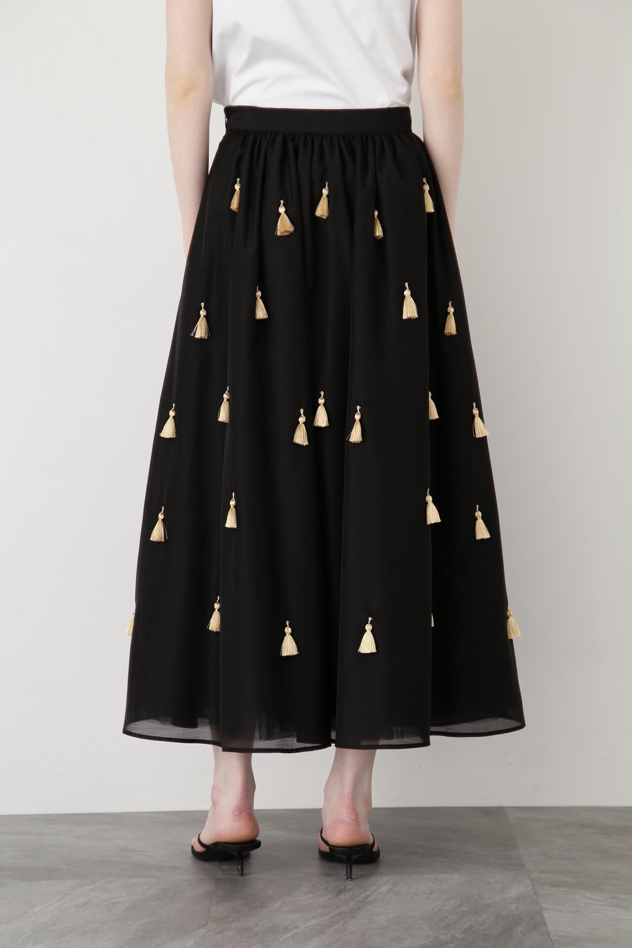 Sheer Organdy Tassel Skirt