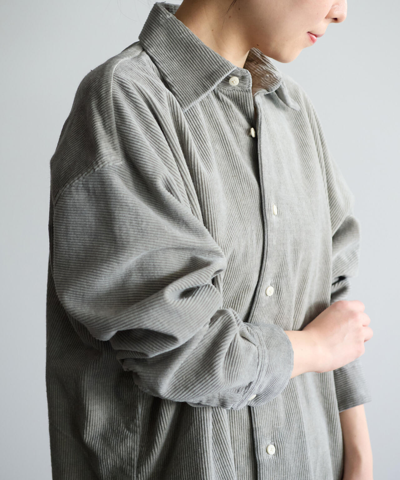quitan / COTTON LINEN CORDUROY WIDE REGULAR COLLAR SHIRT SUIBOKU