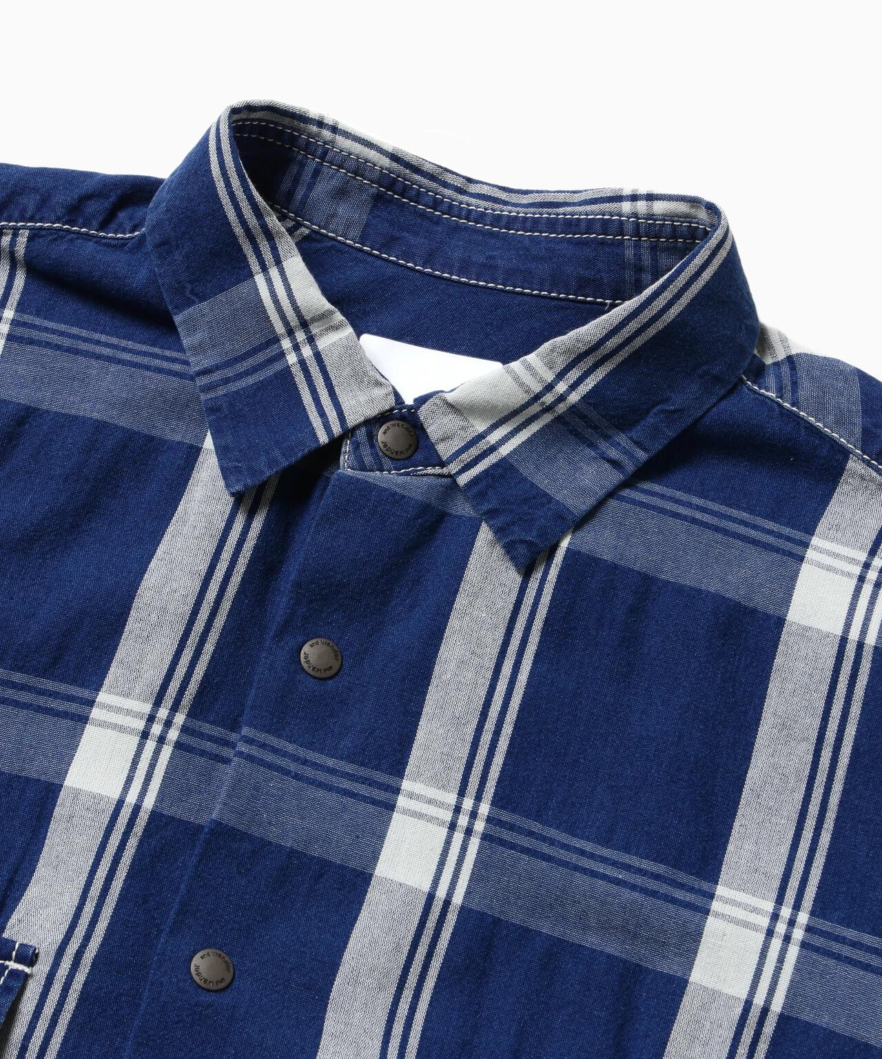 indigo check SS shirt (M)