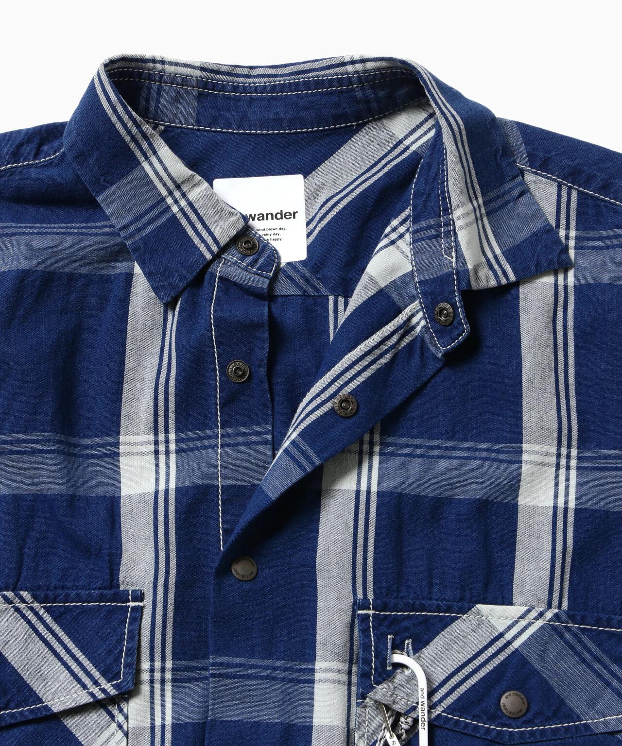 indigo check SS shirt (M)