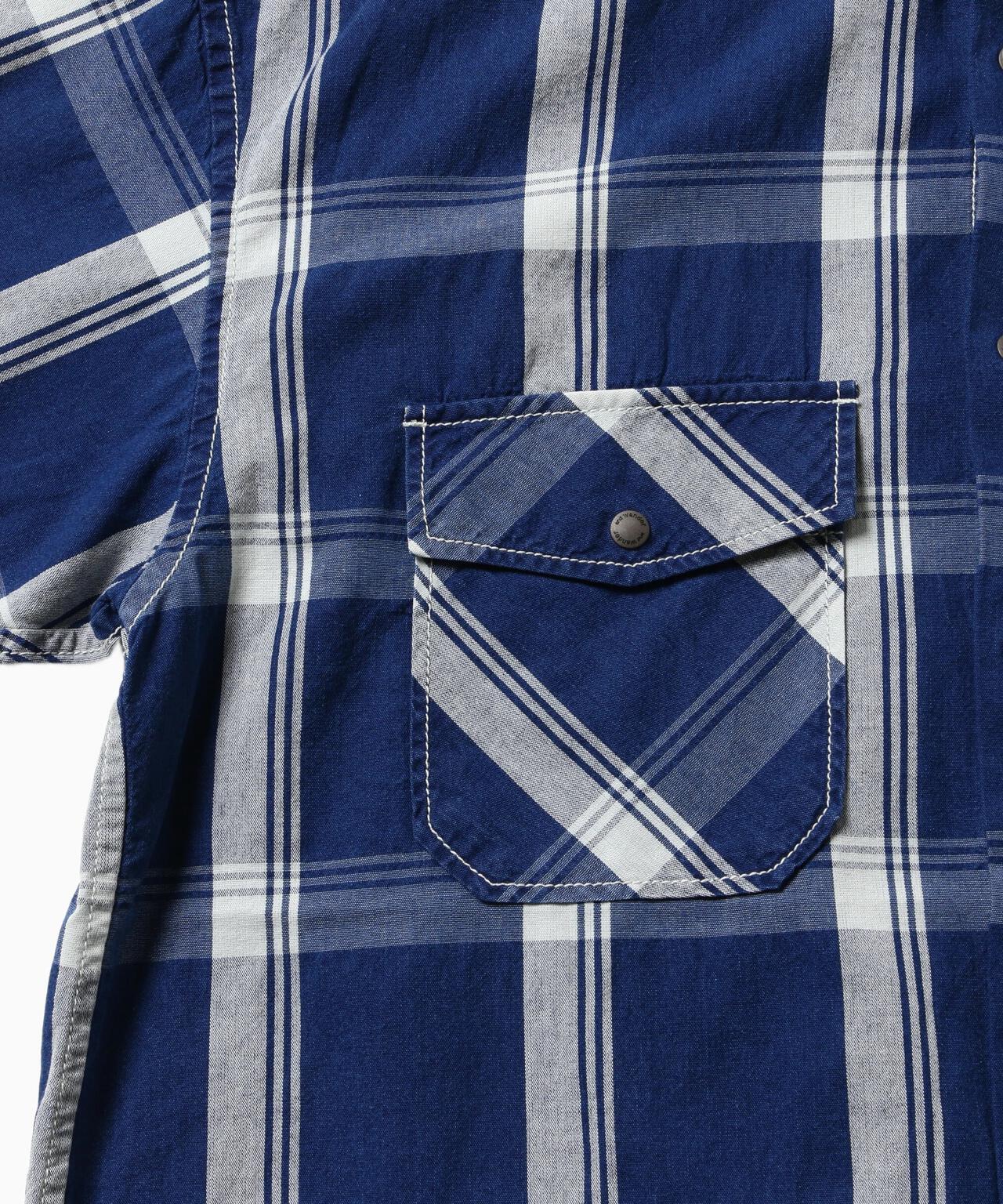 indigo check SS shirt (M)