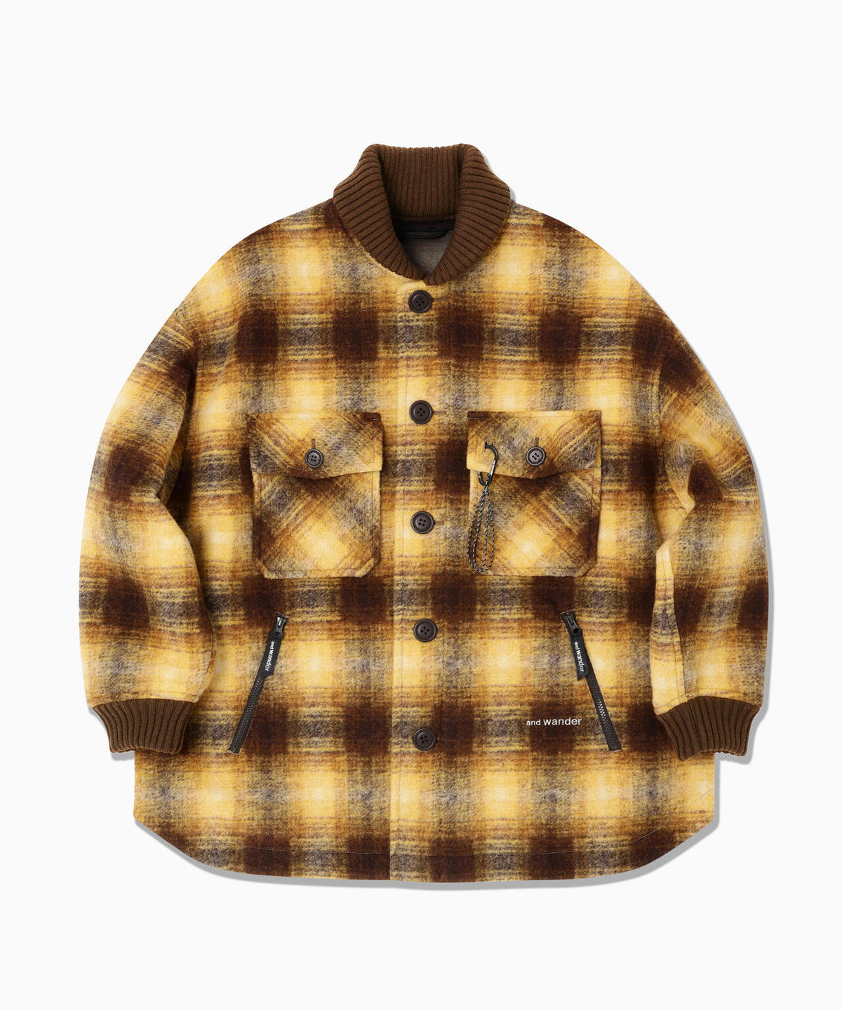 wool shaggy check jacket long | ウール シャギー チェック ロング ジャケット