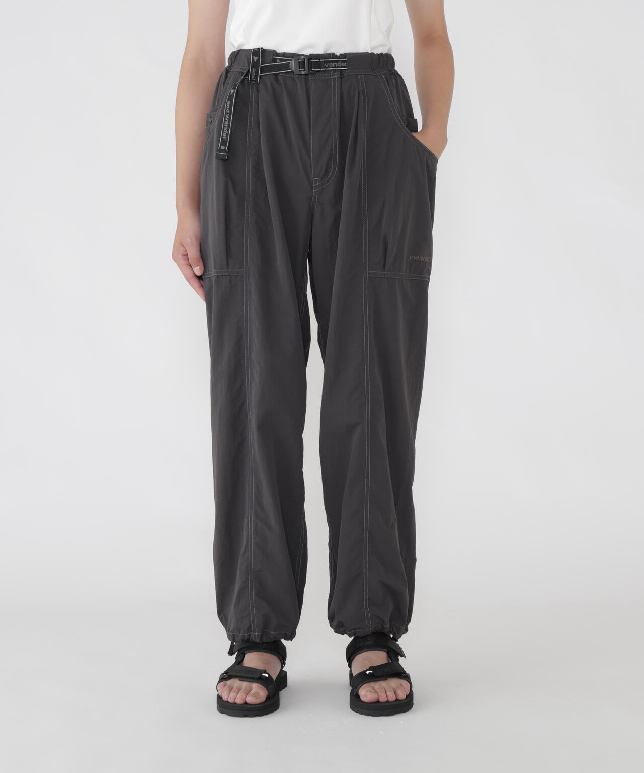 crinkled nylon pants