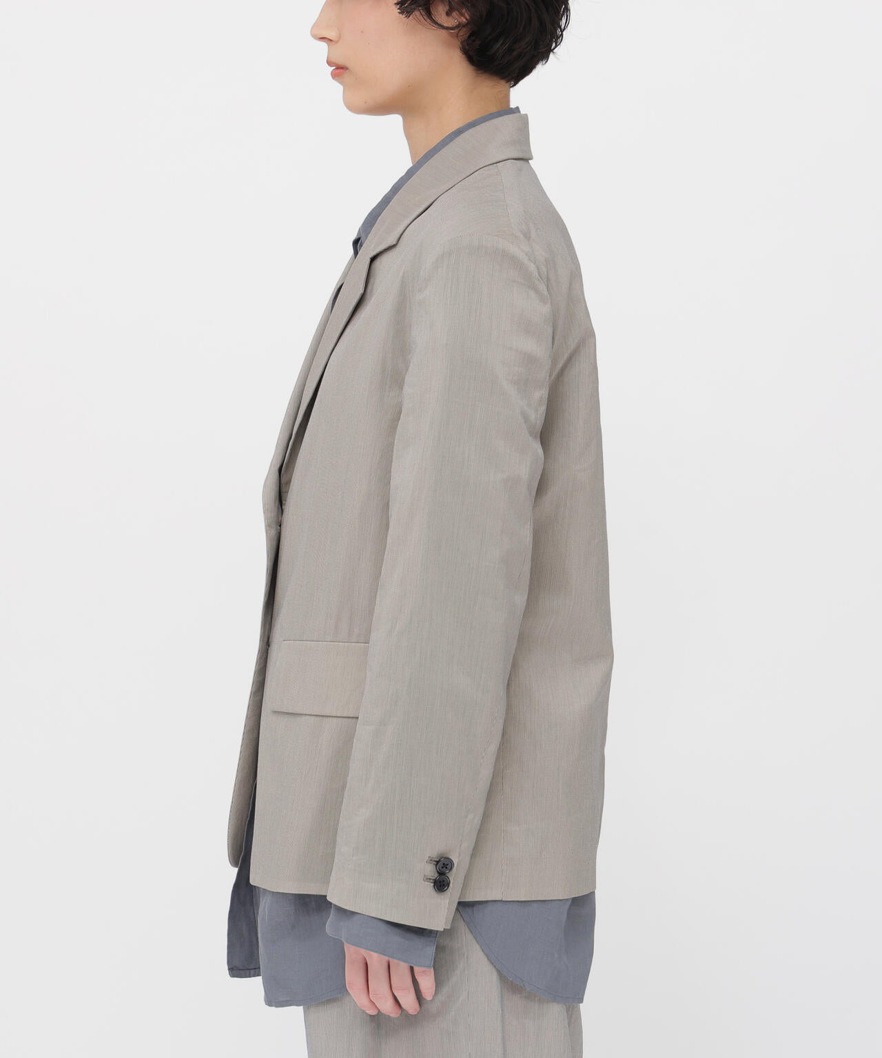 FINE STRIPE COTTON SILK JACKET