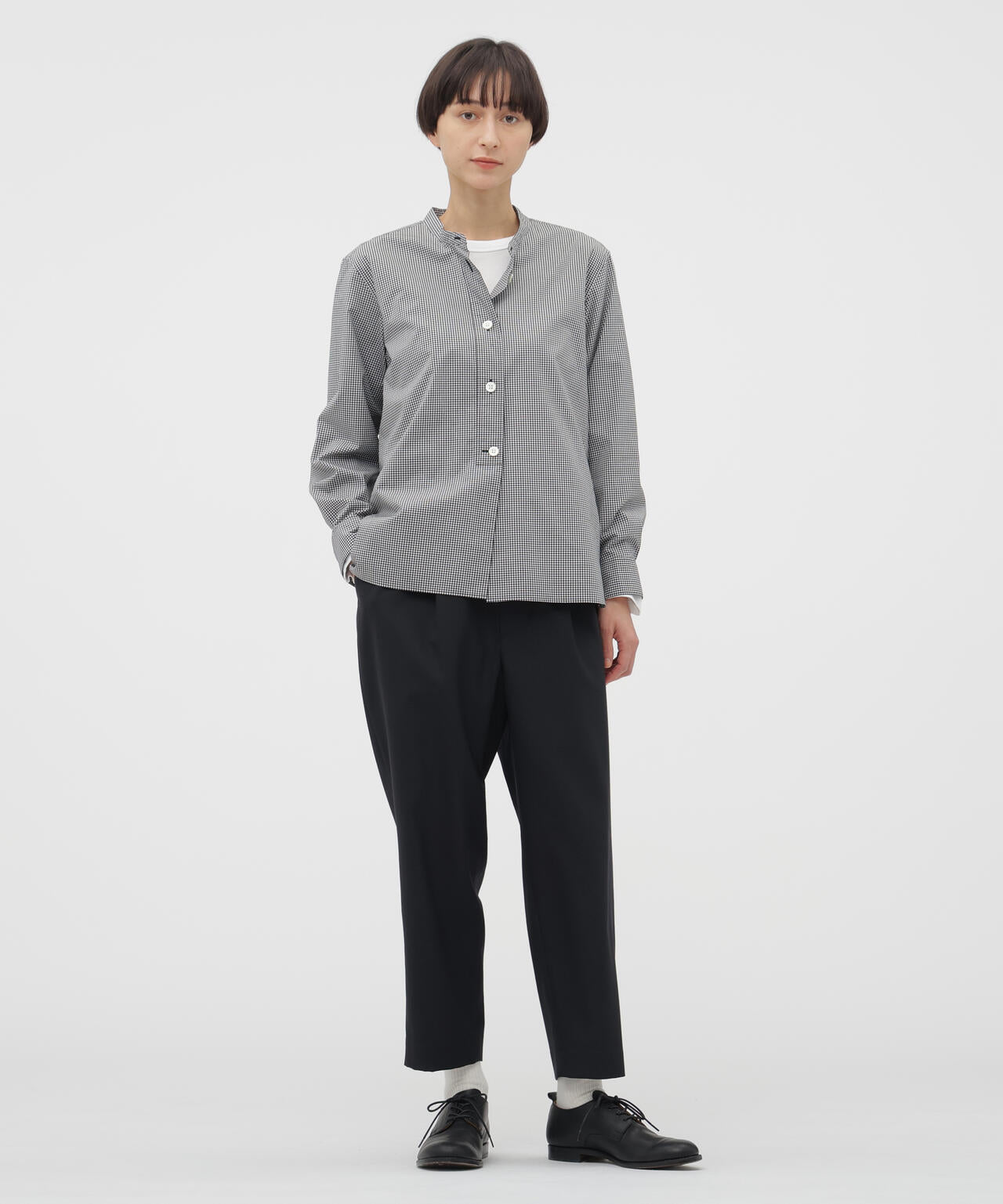 WORSTED WOOL POPLIN TROUSERS