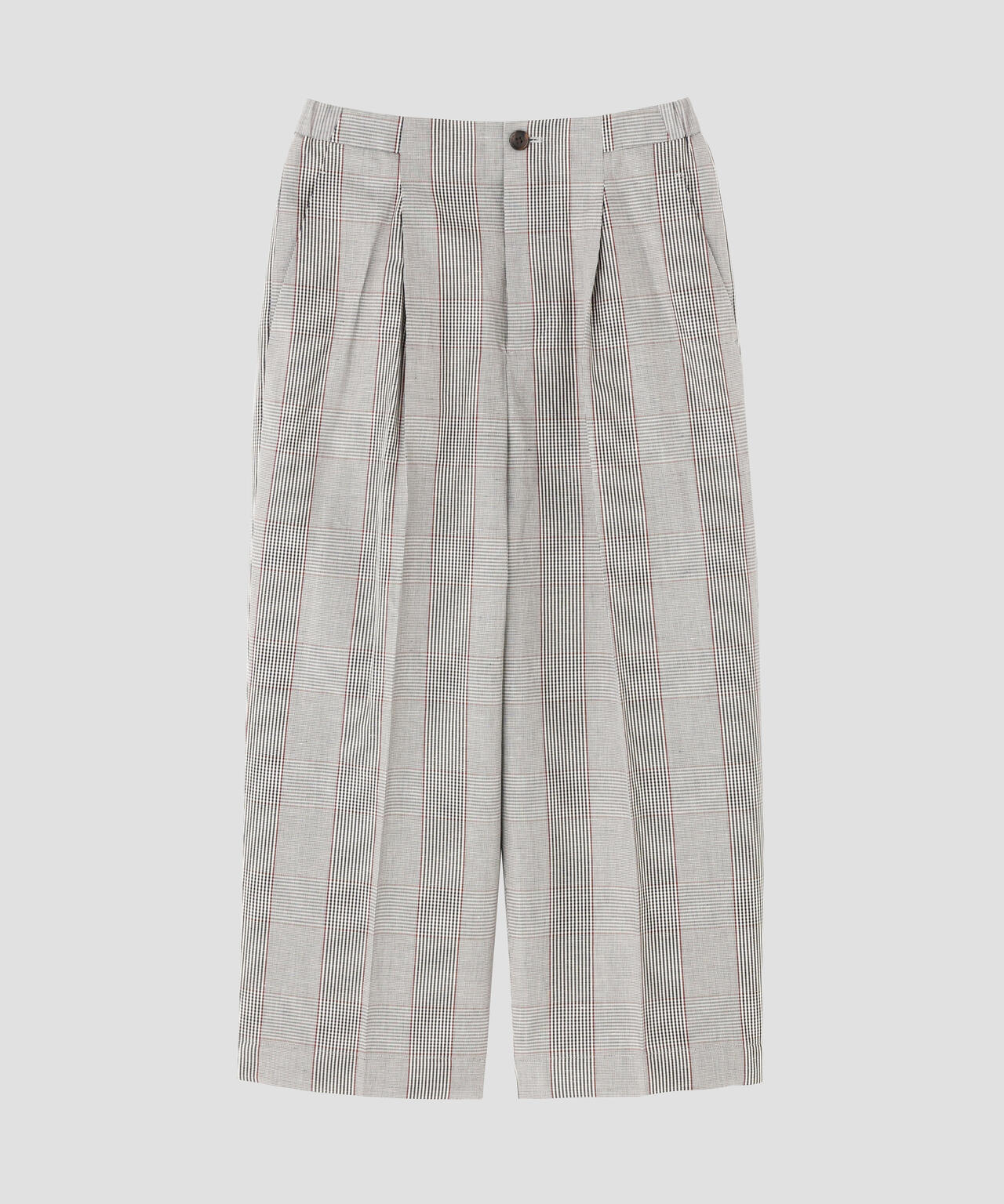 PRINCE OF WALES CHECK COTTON LINEN TROUSERS