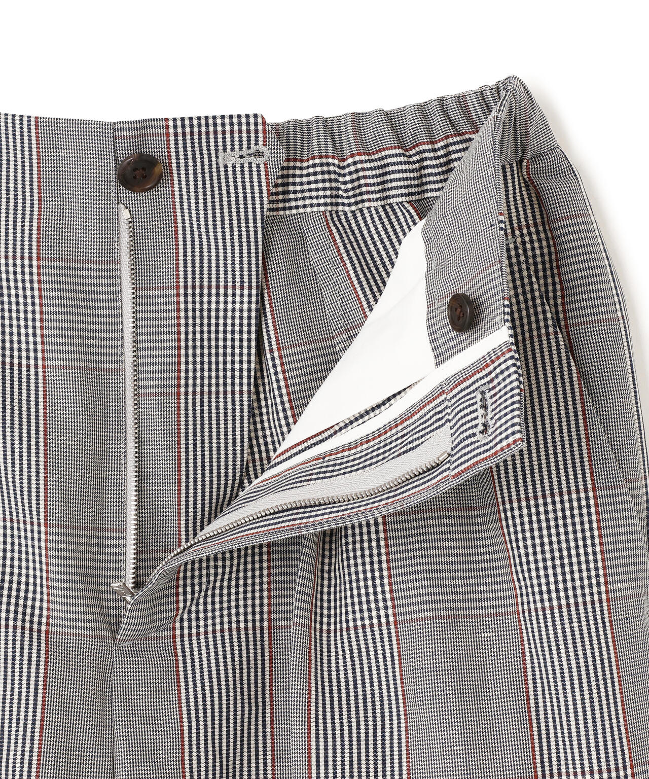 PRINCE OF WALES CHECK COTTON LINEN TROUSERS