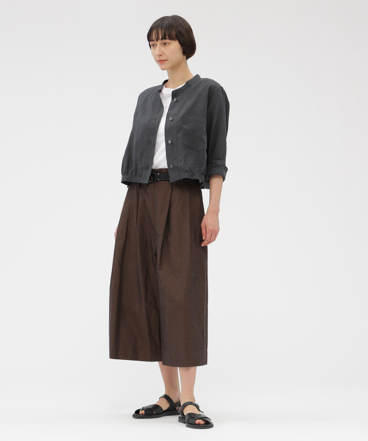 COTTON RAMIE CHAMBRAY TROUSERS