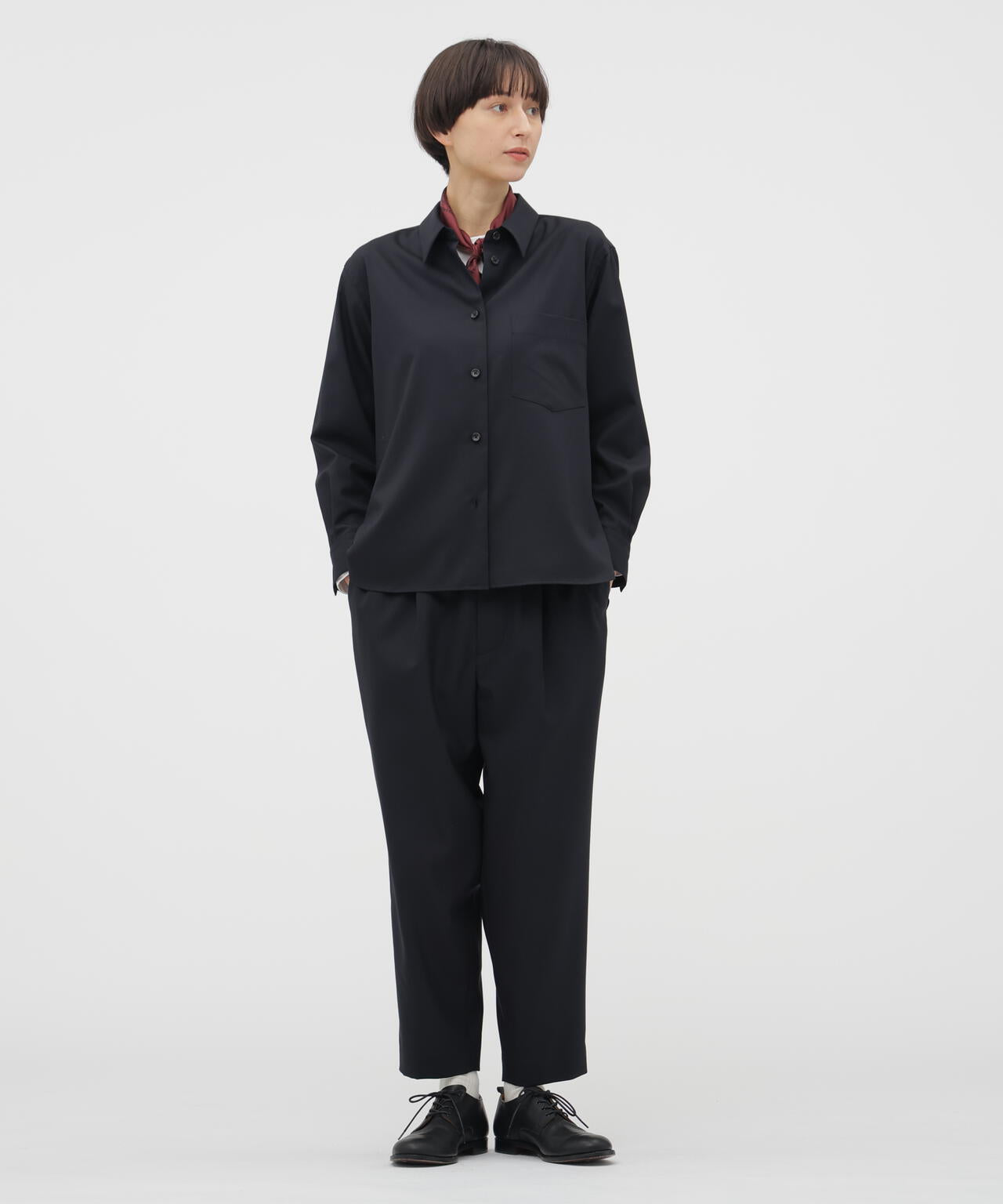 WORSTED WOOL POPLIN SHIRT