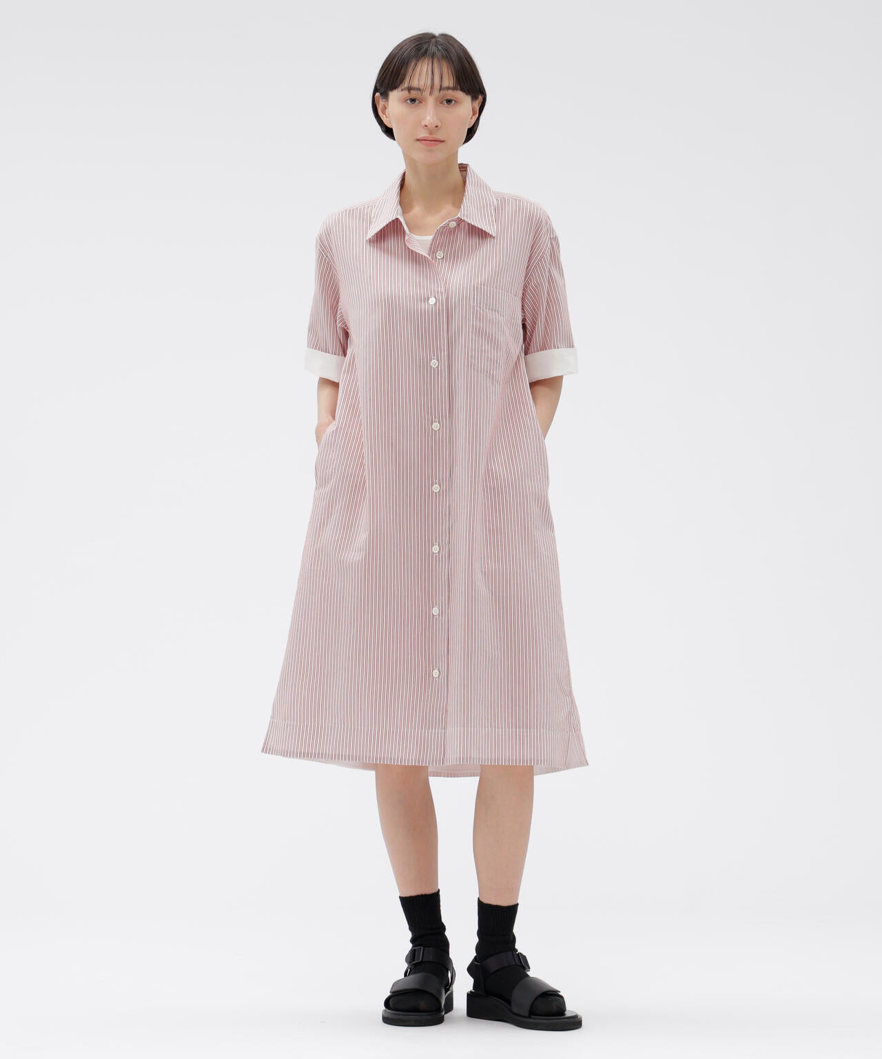 DOUBLE STRIPE COTTON SILK DRESS
