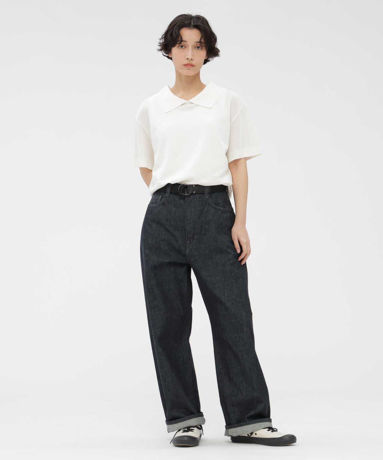 COTTON LINEN PIQUE JERSEY TOP