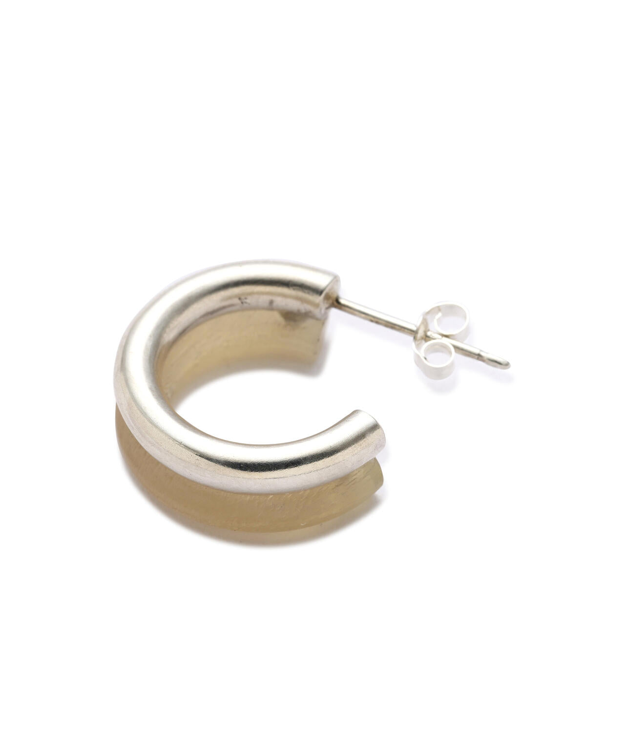 miriam renshaw ISSENDO HORN AND SILVER TWIN HOOP EARRING