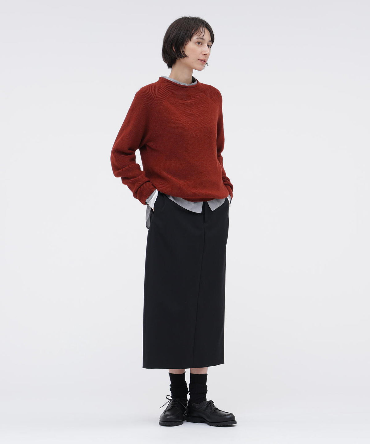 DRY WOOL PLAINWEAVE SKIRT