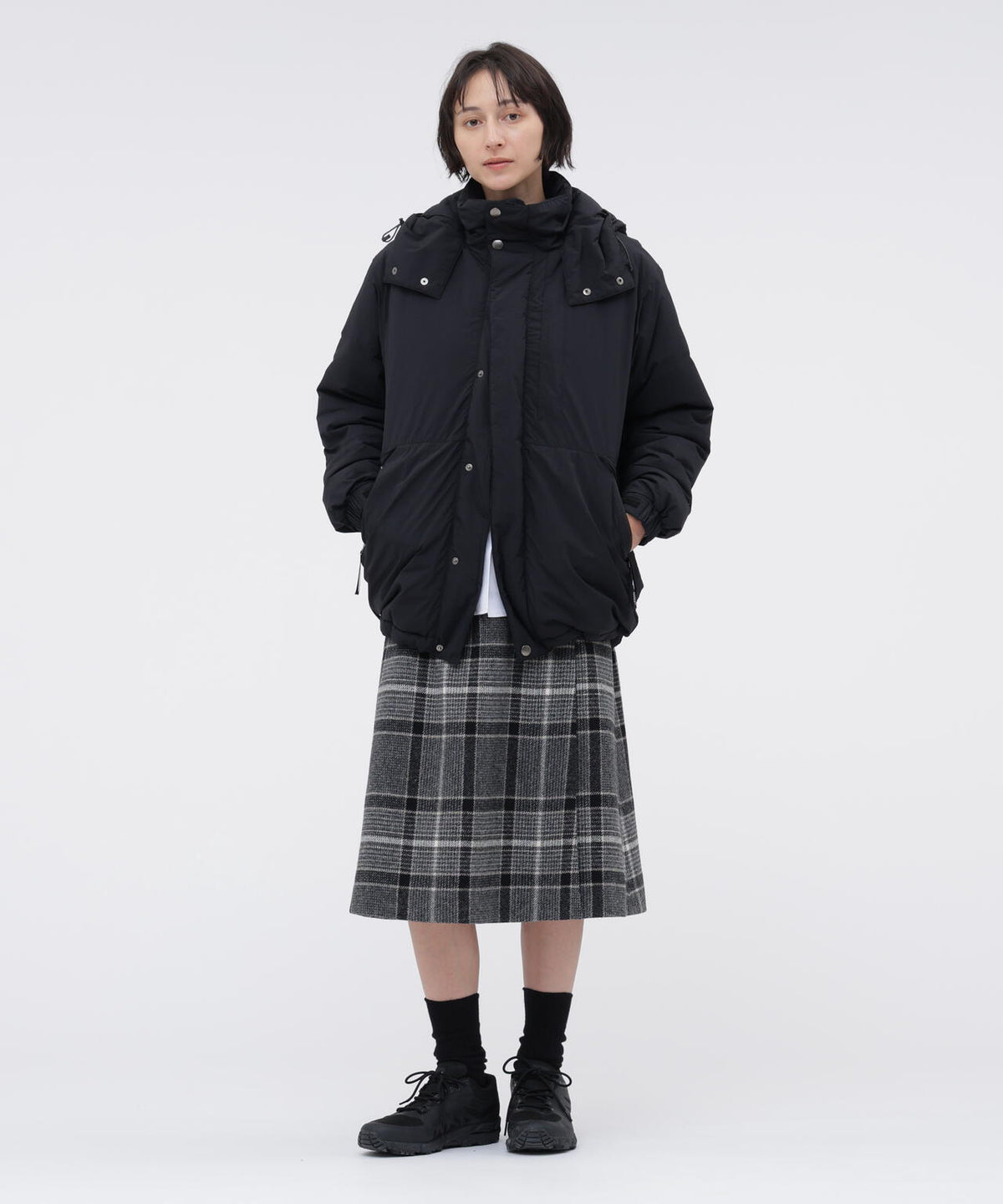 LARGE CHECK WOOL SKIRT