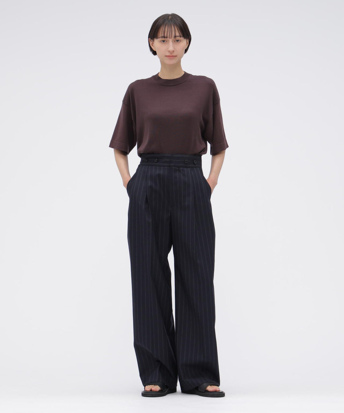 WIDE STRIPE WOOL TROUSERS