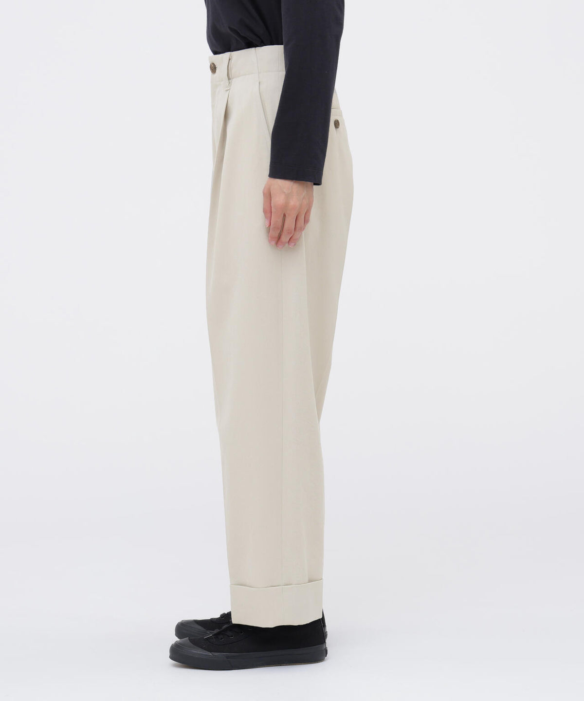 WOOL COTTON TWILL TROUSERS