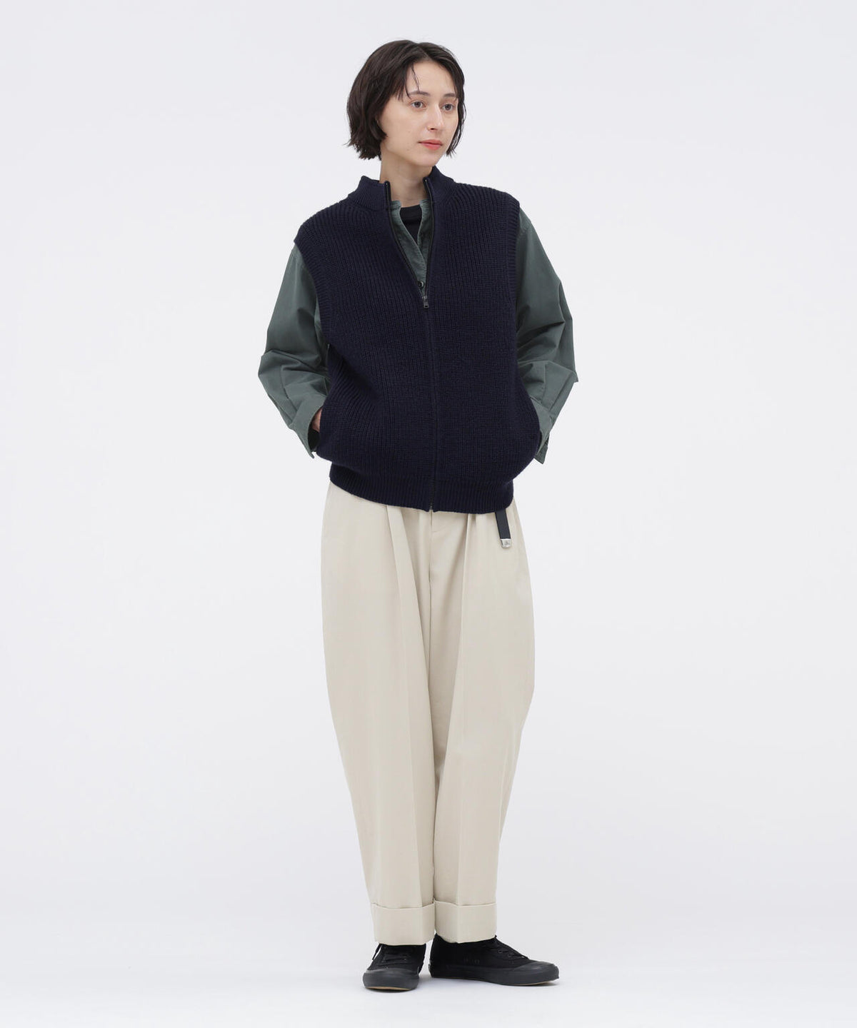 WOOL COTTON TWILL TROUSERS
