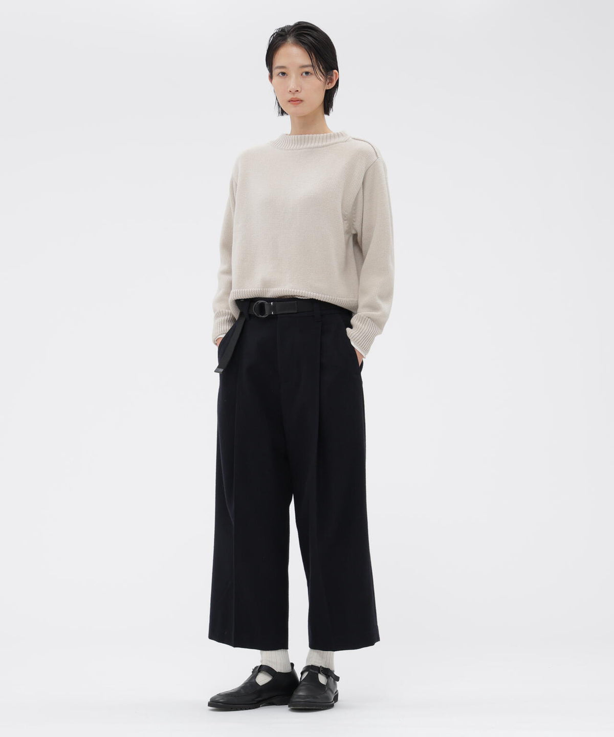 MILLED WOOL TWILL TROUSERS