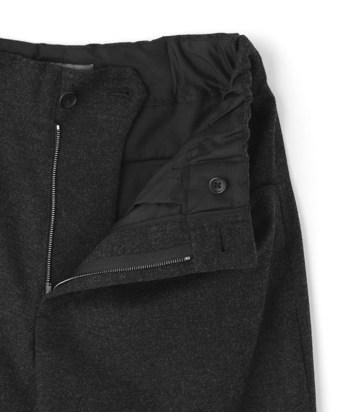 MILLED HERRINGBONE WOOL TROUSERS