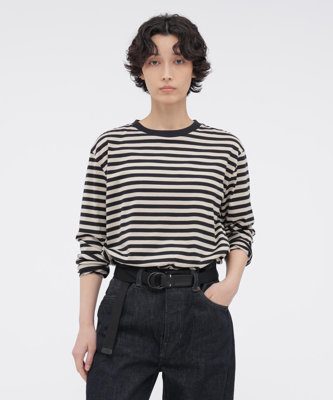STRIPE COTTON JERSEY TOP