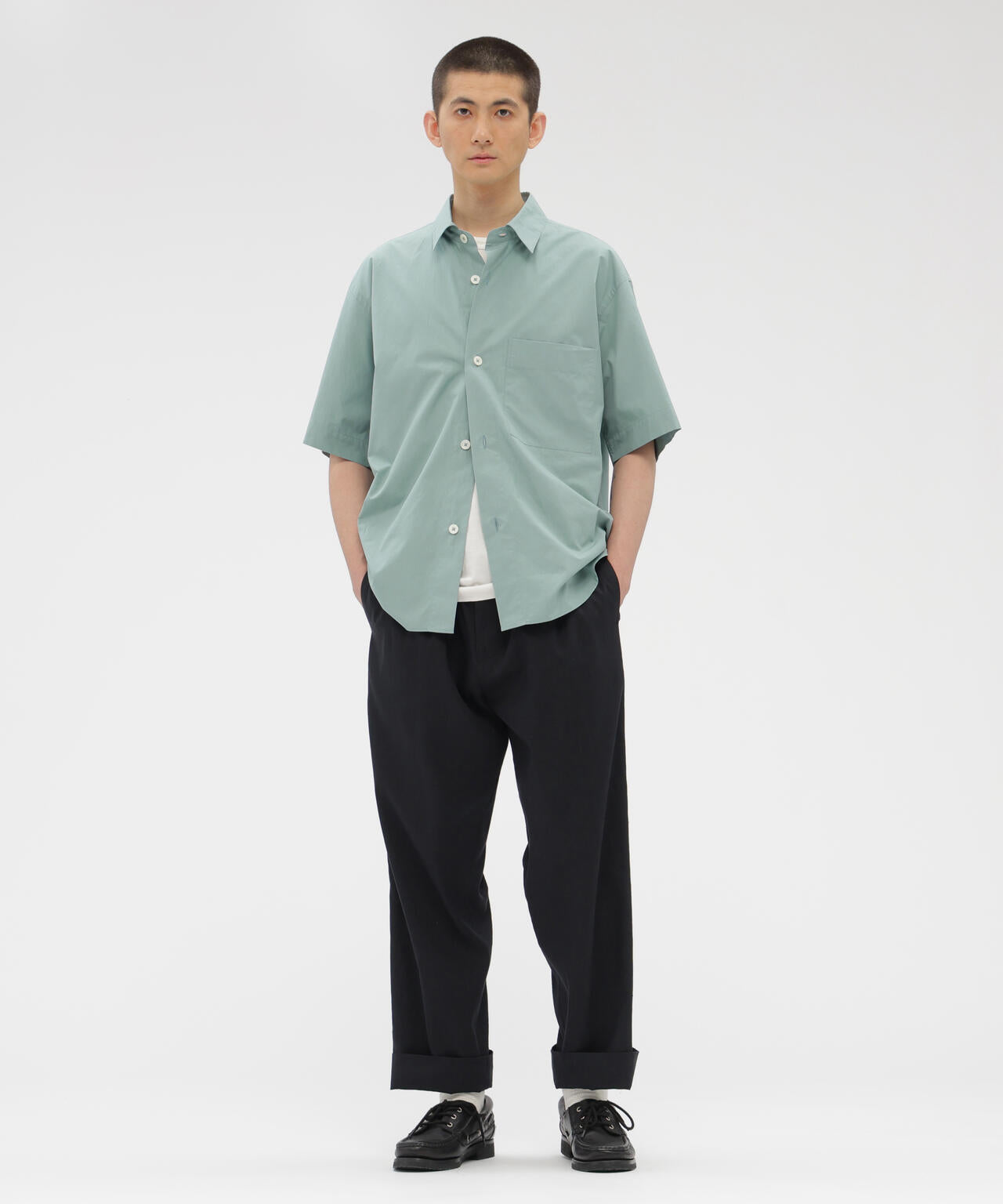 LINEN WOOL SILK PLAINWEAVE TROUSERS
