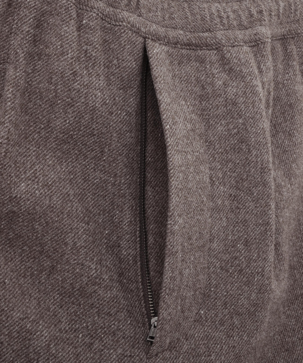 NATURAL WOOL TWILL TROUSERS