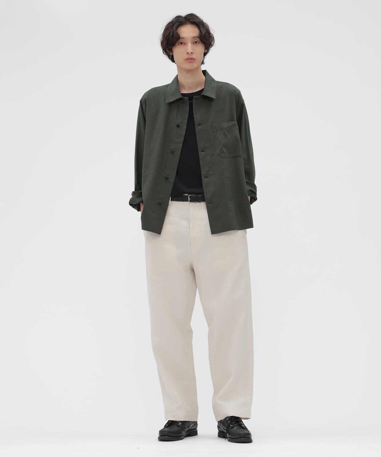 LINEN WOOL SILK PLAINWEAVE SHIRT