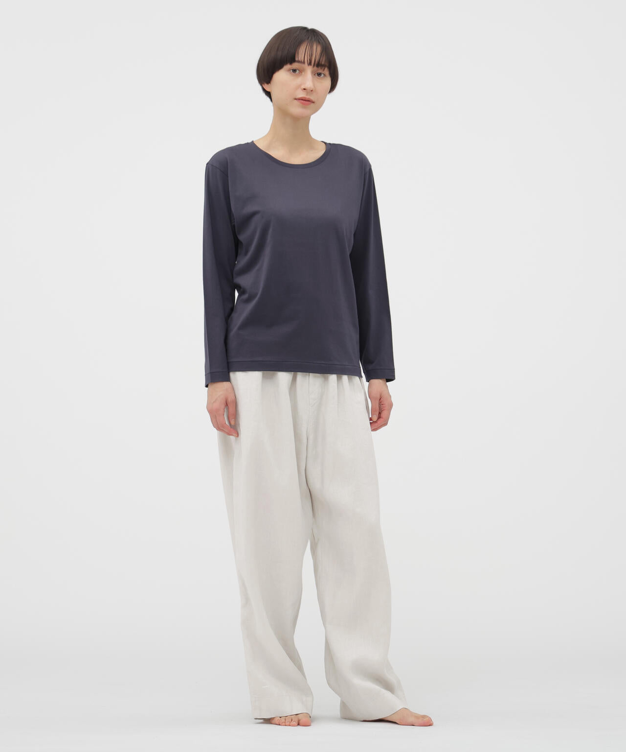 BRUSHED LINEN TWILL TROUSERS