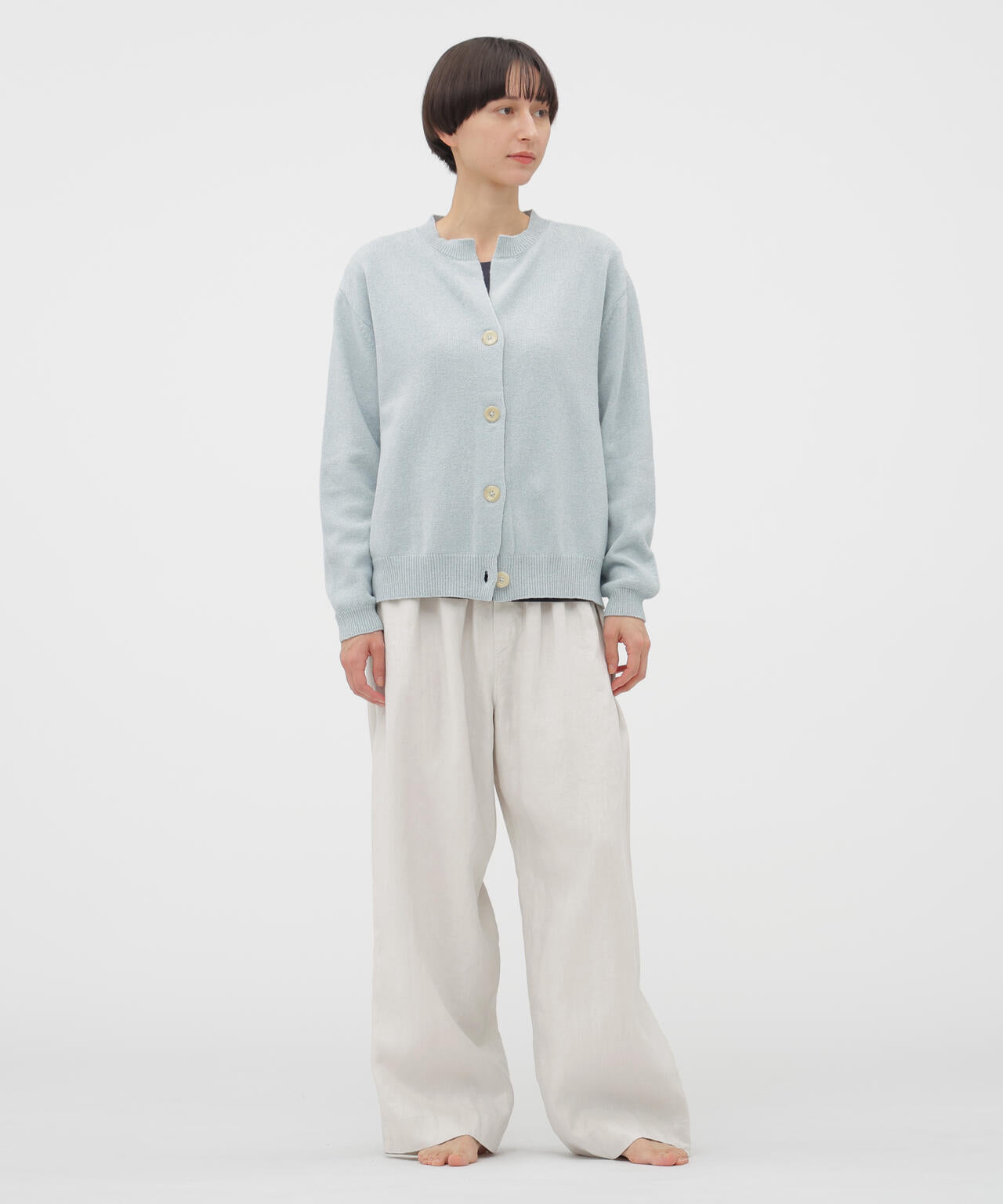 BRUSHED LINEN TWILL TROUSERS