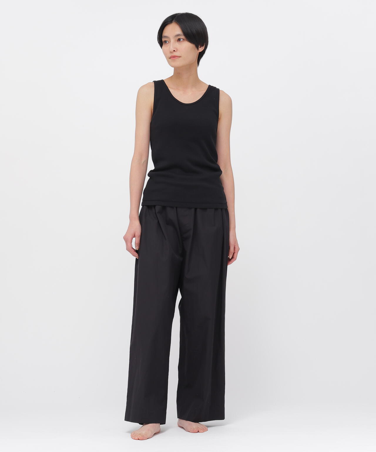 COTTON LINEN POPLIN TROUSERS
