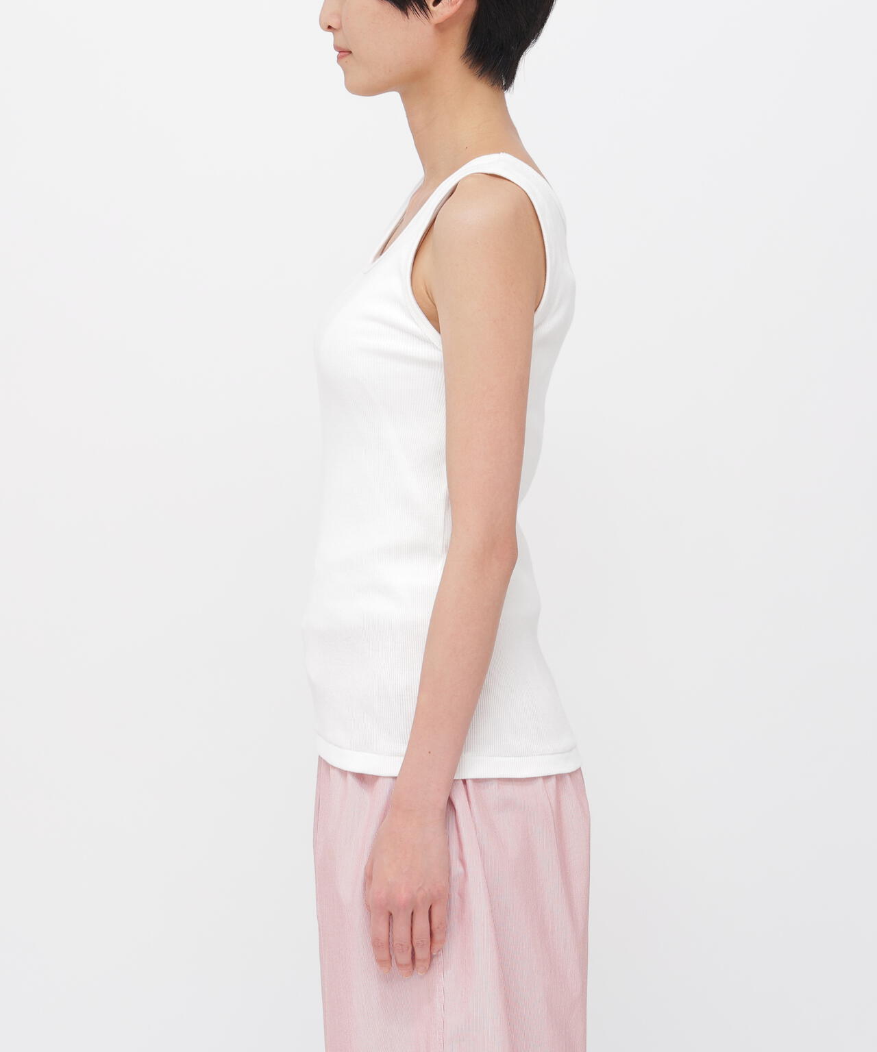 FINE COTTON RIB JERSEY TOP