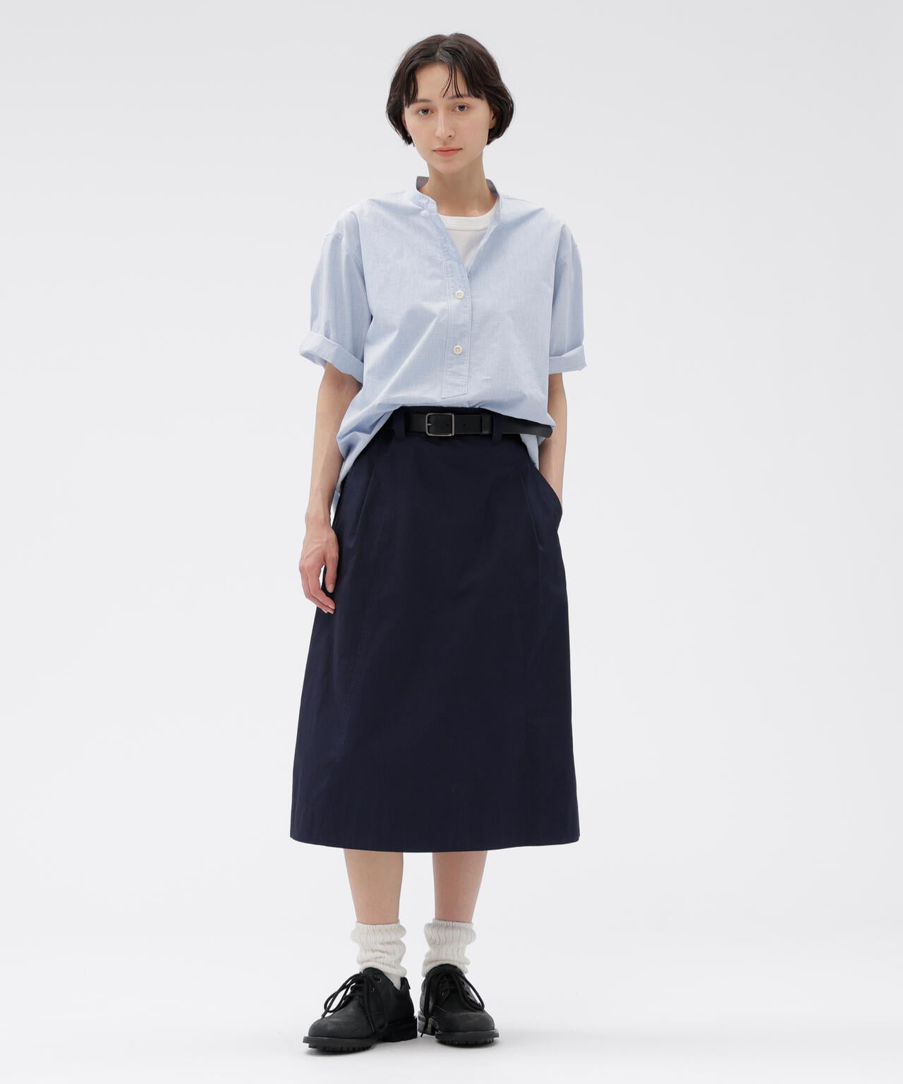 FINE COMPACT COTTON POPLIN SKIRT