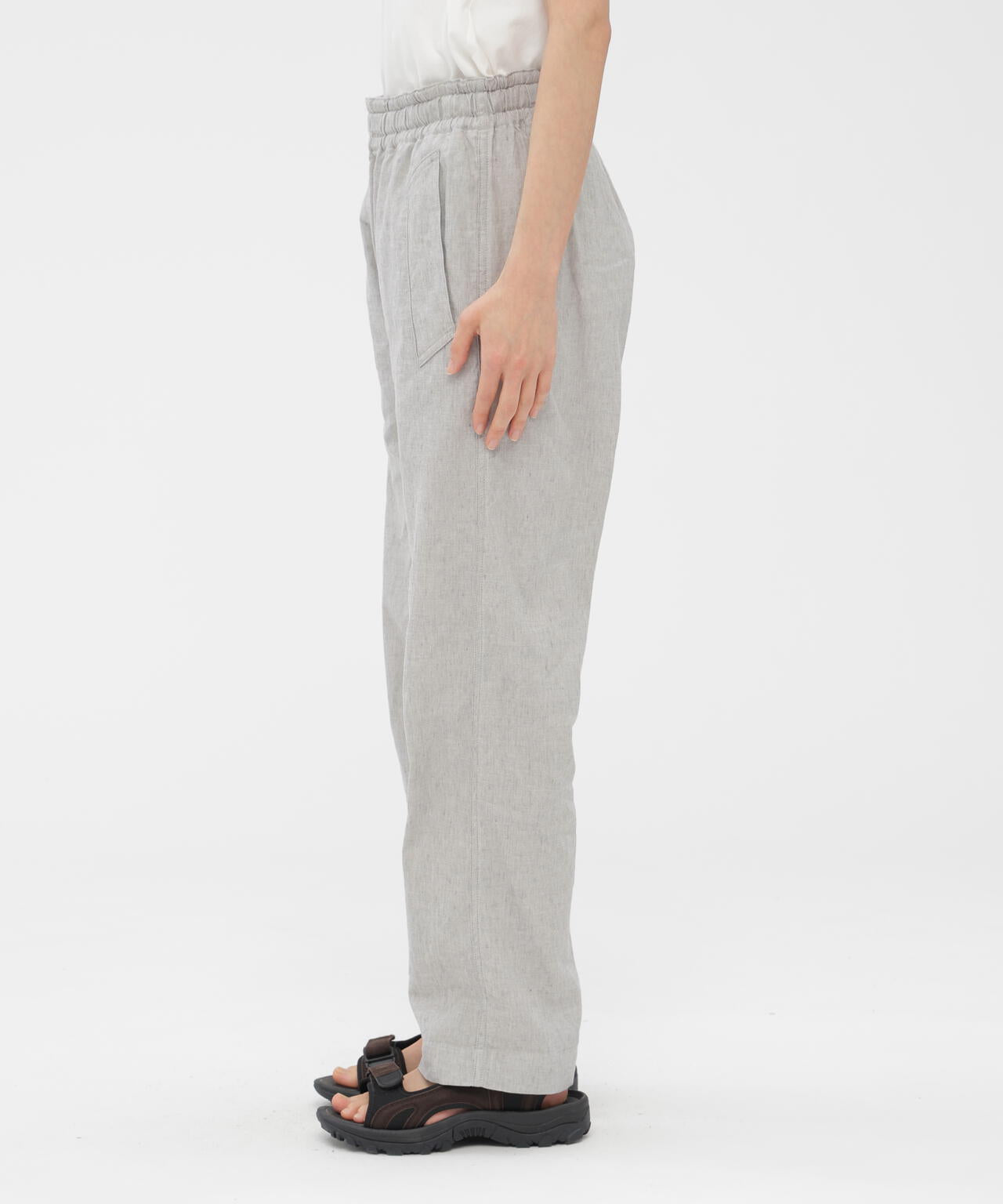 FADED LINEN COTTON PLAINWEAVE TROUSERS