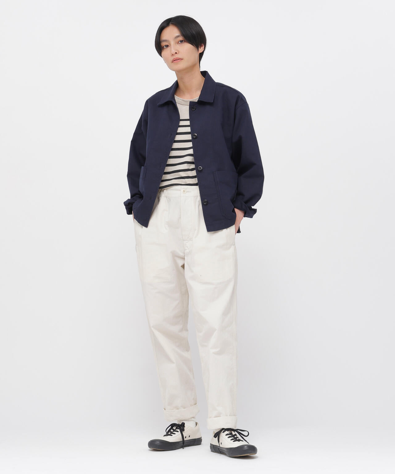 CRISP COTTON CHAMBRAY TROUSERS