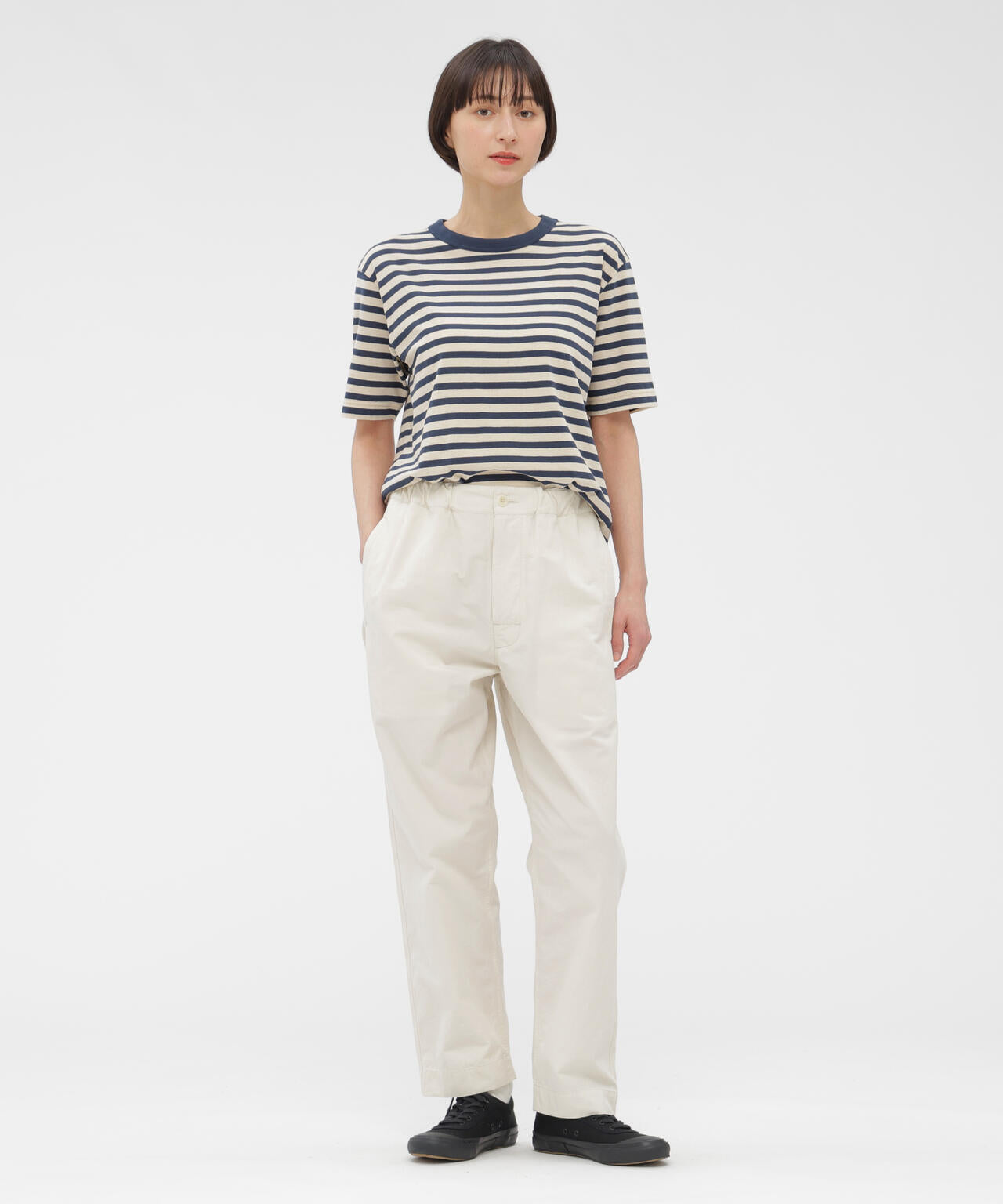 CRISP COTTON CHAMBRAY TROUSERS