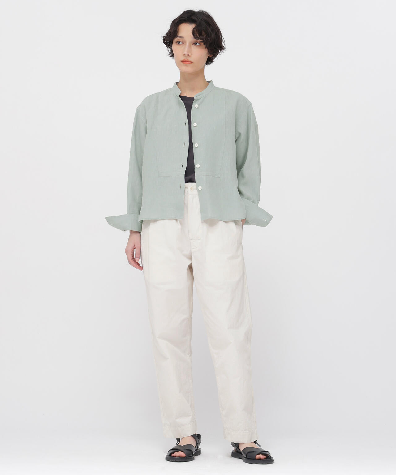CRISP COTTON CHAMBRAY TROUSERS