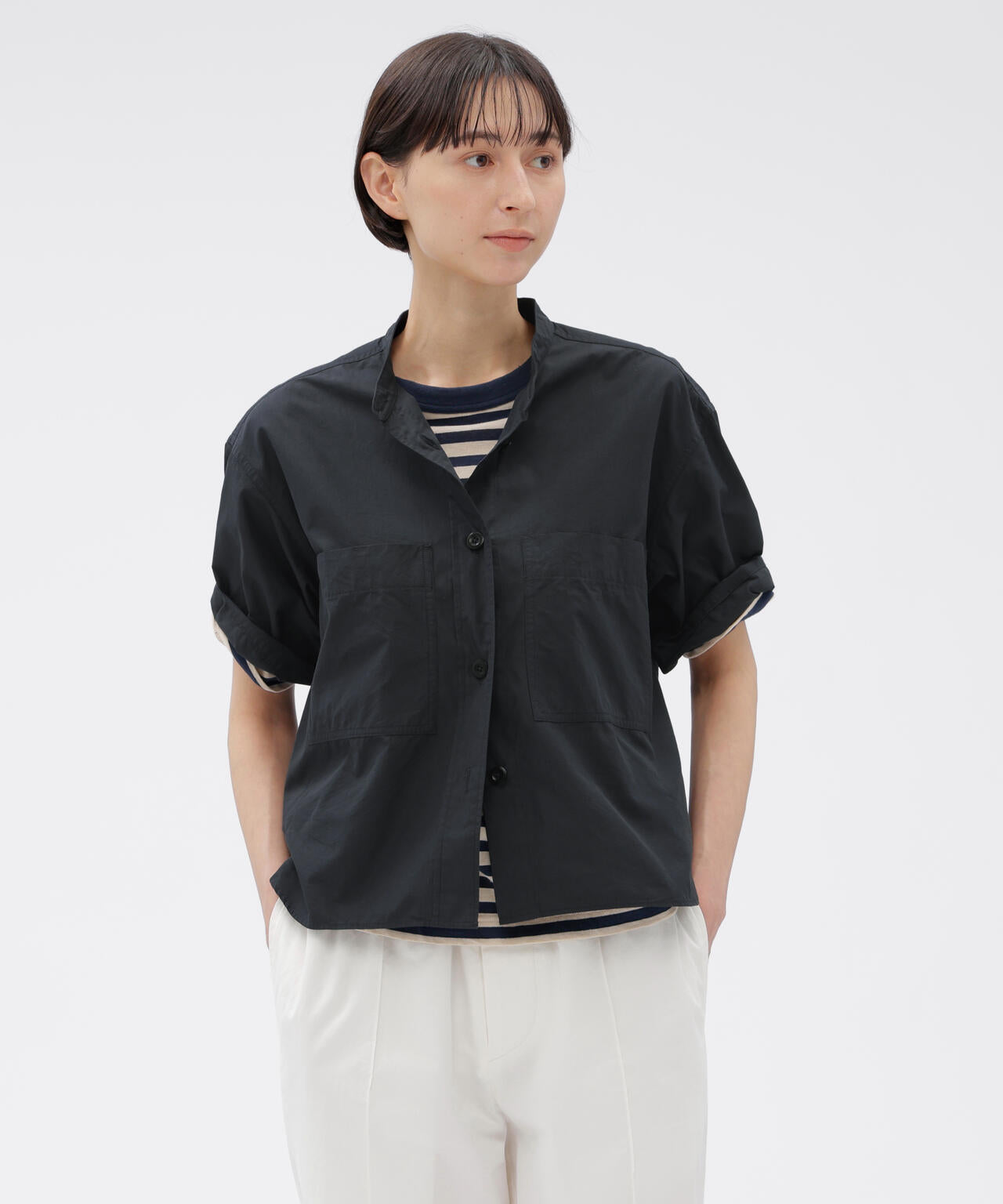 COTTON NYLON VOILE POPLIN SHIRT