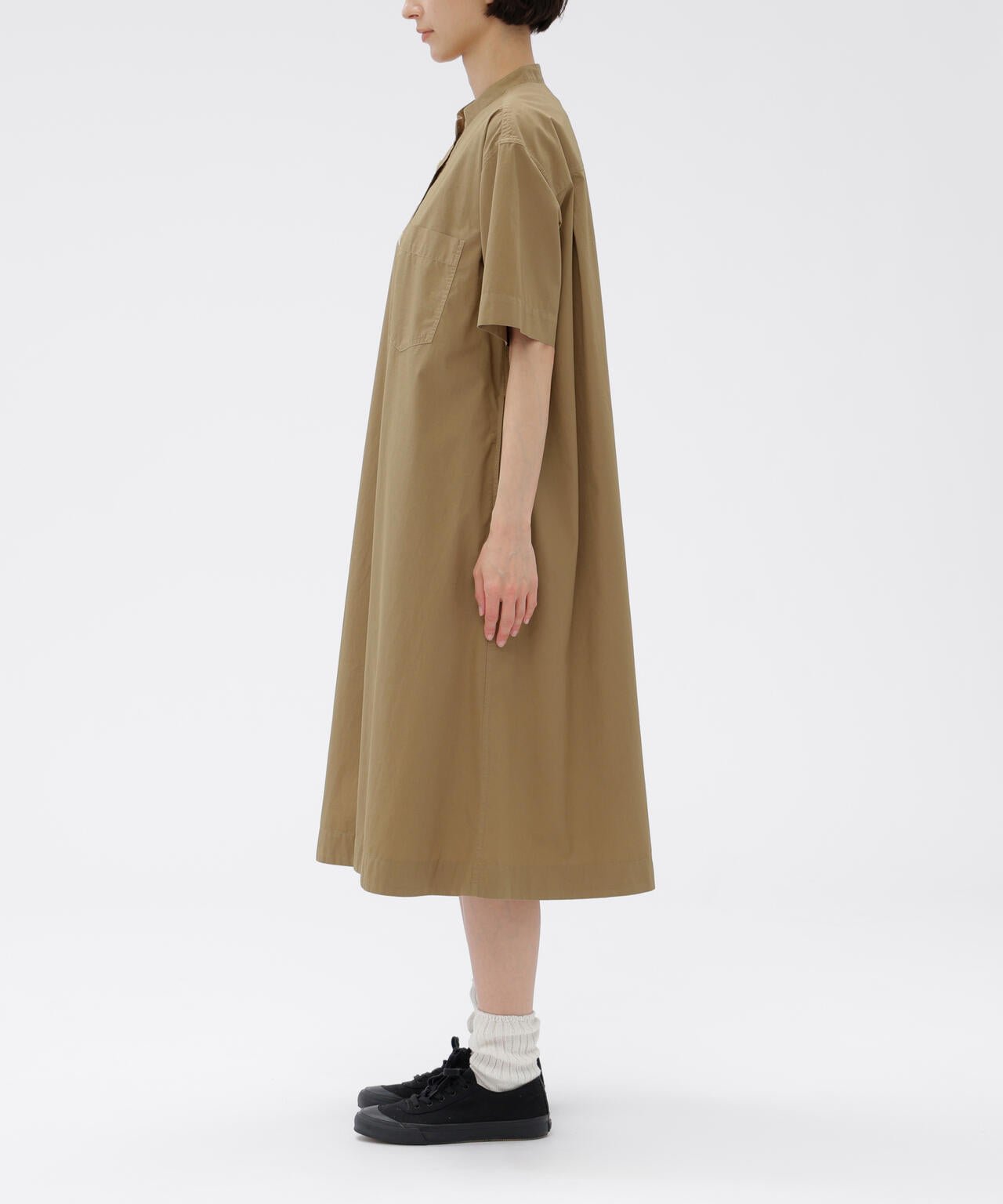 GARMENT DYED COTTON POPLIN DRESS