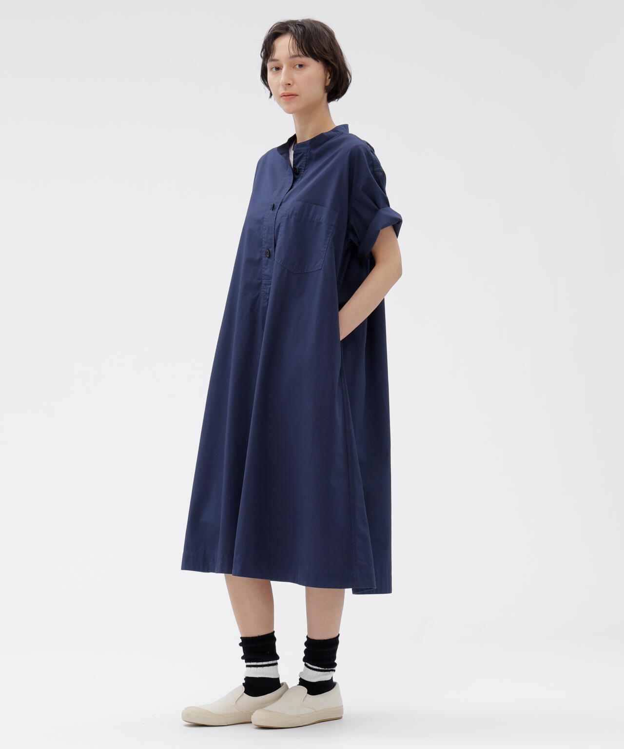 GARMENT DYED COTTON POPLIN DRESS