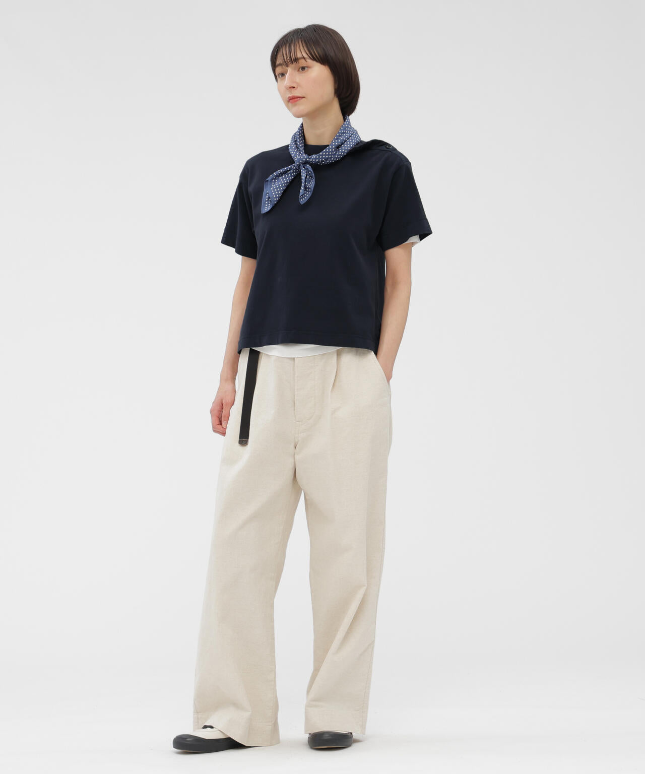 GARMENT DYED TOUGH COTTON LINEN JERSEY TOP