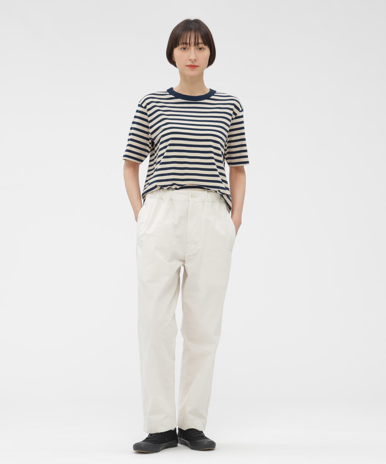 COTTON LINEN STRIPE JERSEY TOP