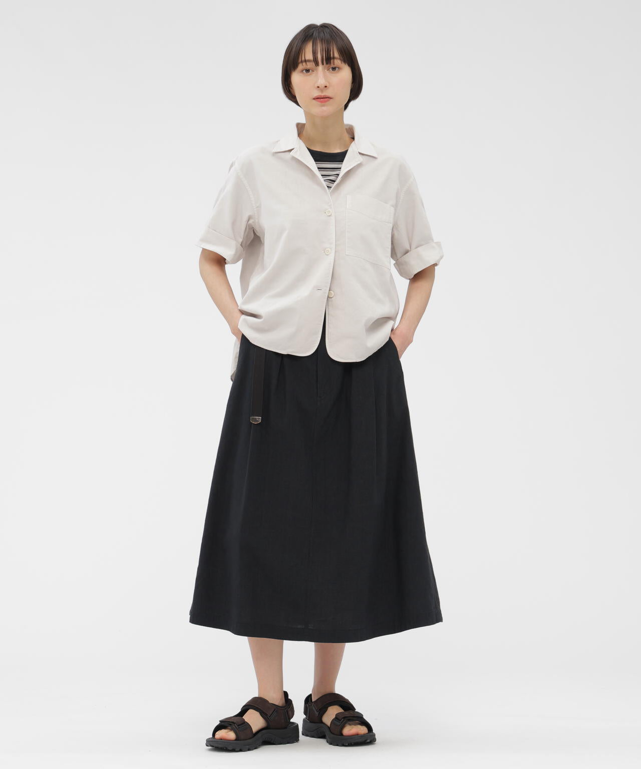 COTTON LINEN MULTI STRIPE JERSEY TOP